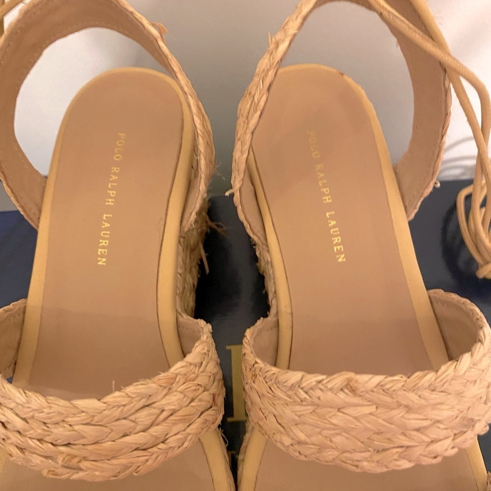 Polo Ralph Lauren Raffia Platform Shoe sz 7.5 - Picture 6 of 15